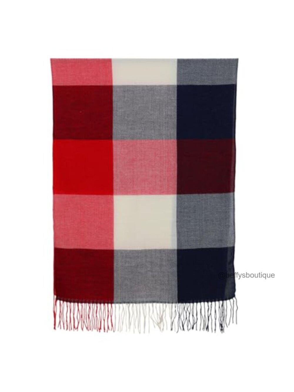 Oversized Plaid Scarf Blanket Shawl with Tassels Polyester Fall Winter